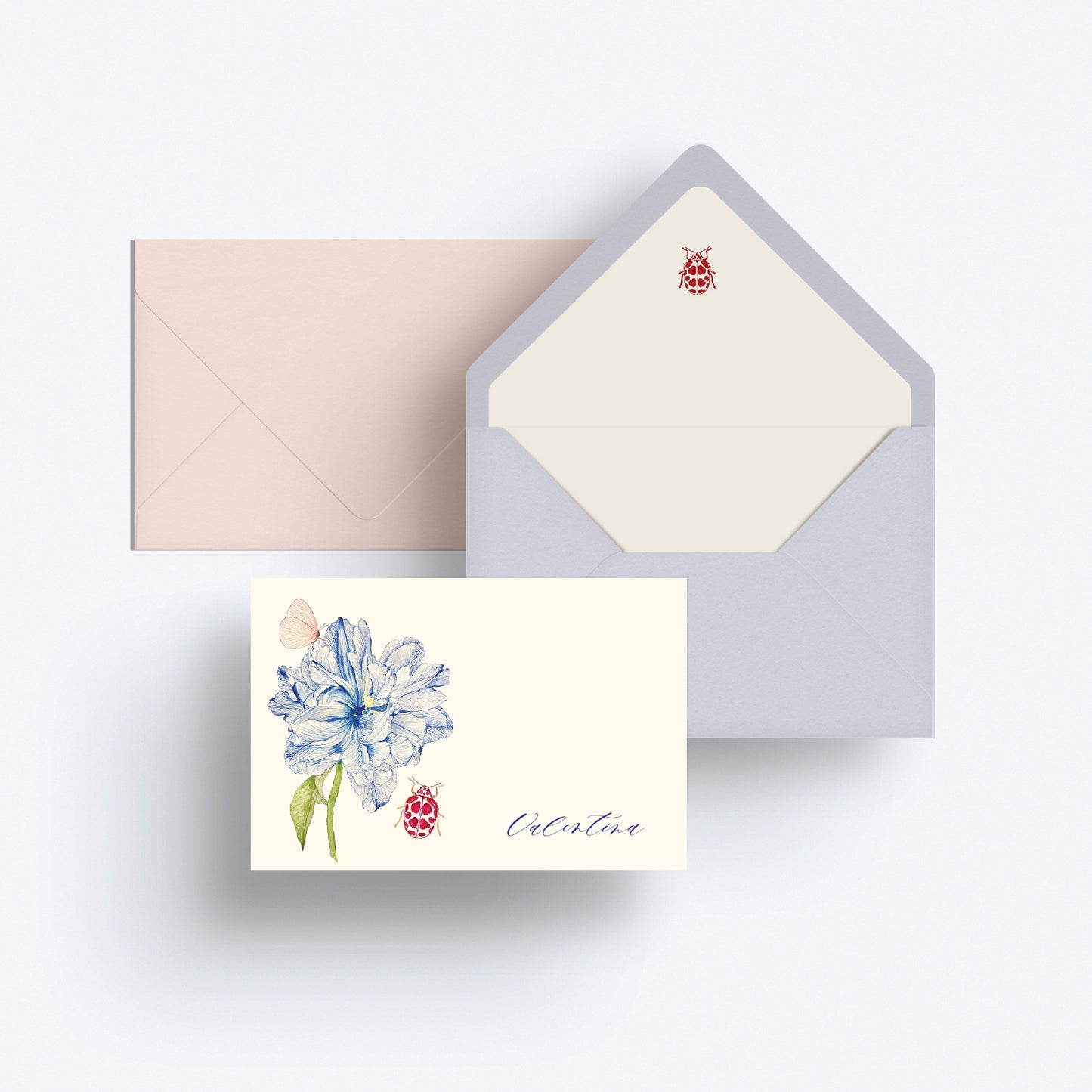 Set de Thank you notes Peony & Red Beetle hotfoil stamped