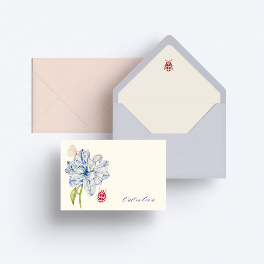 Set de Thank you notes Peony & Red Beetle hotfoil stamped