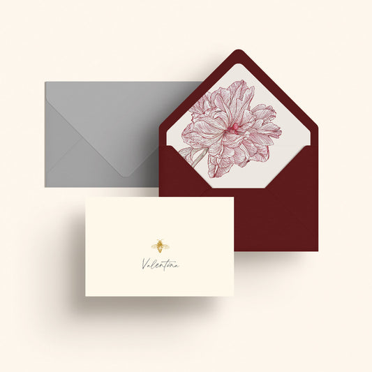 Set de Thank you notes Peony & Gold Foil bee